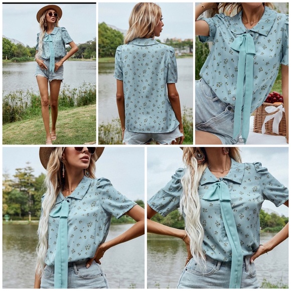 SHEIN Tops - NWT Floral Print Puff Sleeve Blouse (XL12)